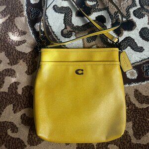 COACH Yellow Kitt Messenger Leather Crossbody Bag